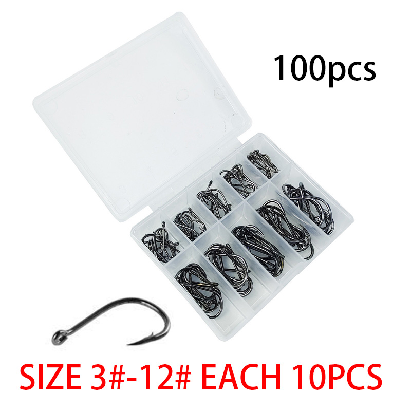 100Pcs/box #3~#12 High Carbon  - огляд і ціна Fishing Hook Circle